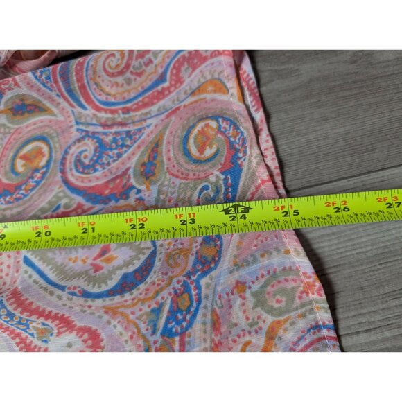 Tommy Hilfiger Womens Paisley Print Blouse M Sheer Long Sleeve Tie Neck Lightwei - Picture 6 of 7